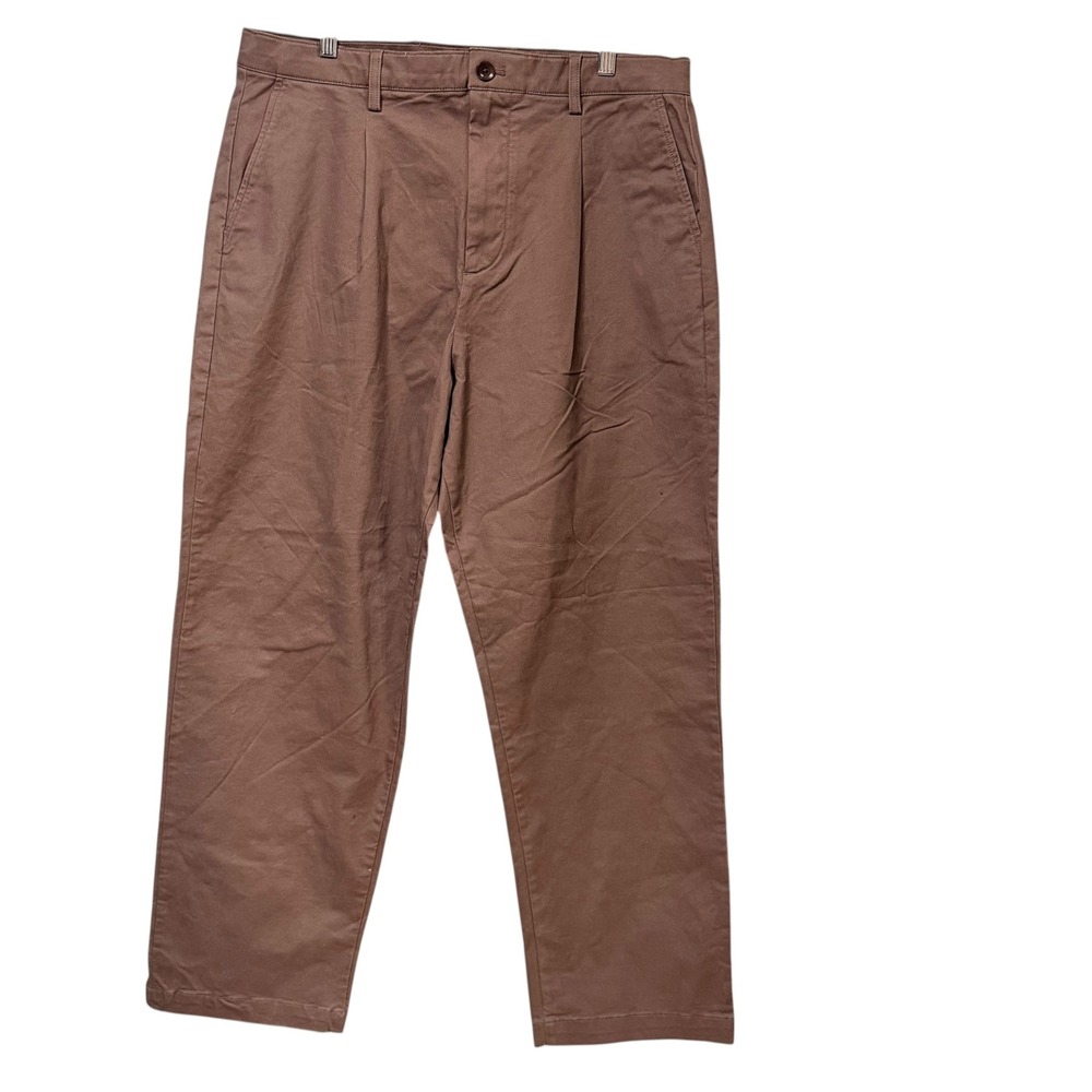 Gap Mens Pleated Washed Chino Pants 34 Regular Standard Peppercorn Brown 847851